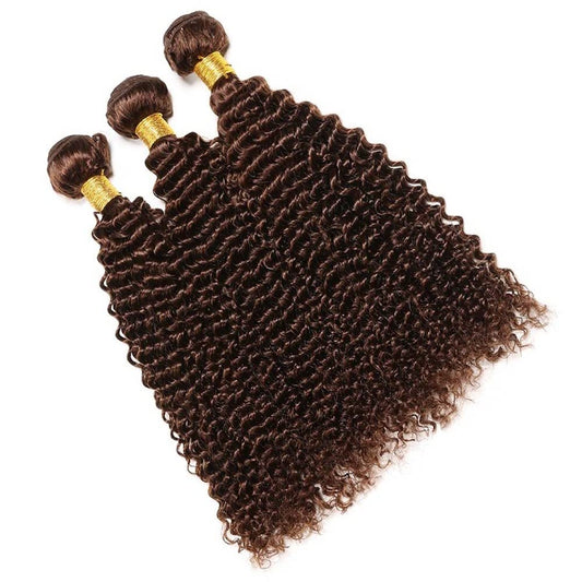 #4 Chocolate Brown Deep Wave Bundles Human Hair Loose Dark Brown Deep Wave Bundles Color 4 Human Hair Deep Curly Bundles Double Weft Wet and Wavy Bundles Silky Soft 24 26 28 inch 3 Bundles