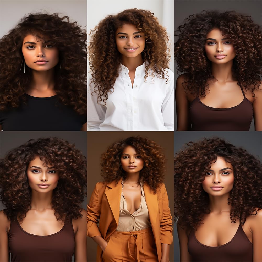 #4 Human Hair Kinky Curly Bundles Dark Brown Curly Weave Human Hair Bundles Double Weft Brazilian Remy Hair Extensions Wet and Wavy Bundles Silky Soft for Black Women(24 24 24 Inch 3 Bundles)