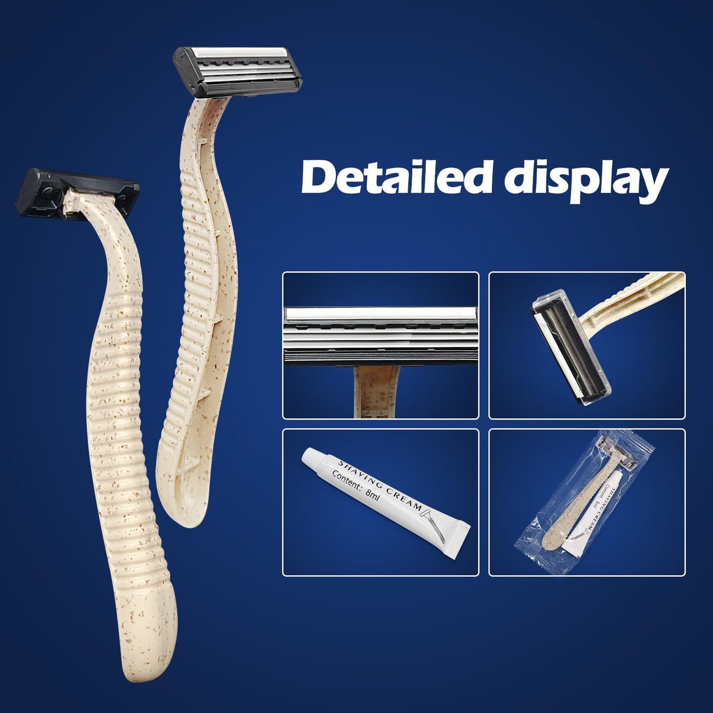 (200 Pack)Kheoxusa 3 Blade Disposable Razor,Three Blade Disposable Razor,Triple Blade Disposable Razor,Disposable Razors Individually Wrapped,Disposable Razors for Hotel, Airbnb,Homeless,Charity-Straw